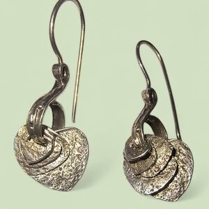 Amir Poran Designer Sterling Silver Graduated Heart Earring